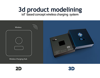 Concept 3d model, Wireless power bank and charger