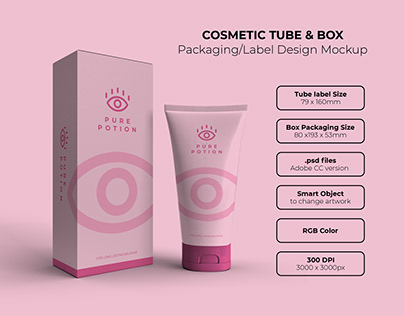 Cosmetic Tube & Box Packaging Mockup