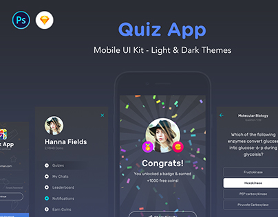 QuizApp - Mobile App UI Kit