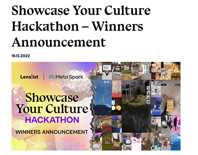 AR World Hackathon "Showcase your Culture" by Metaspark