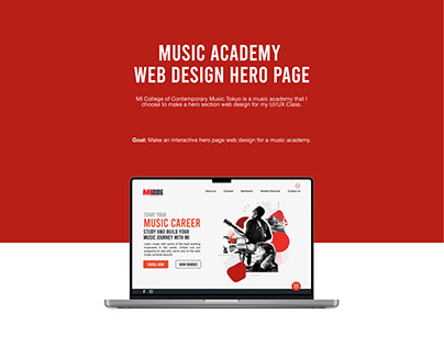 Music Academy Web Design Hero Page