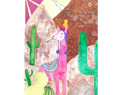 Project thumbnail - Llama con gorro - Ilustración