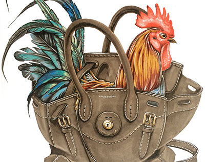 Rooster in Ralph Louren bag