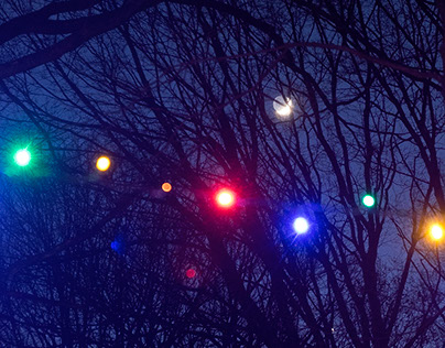 Moon, Venus and Christmas lights
