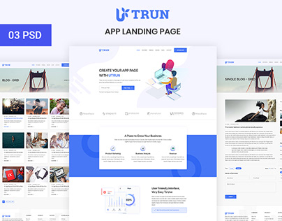 UTRUN - Software, App Landing page PSD Template