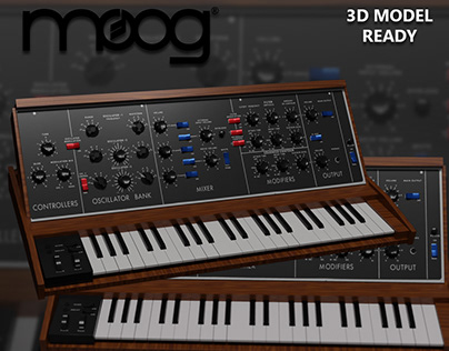 Vintage Mini Moog Synthesizer - 3D Model