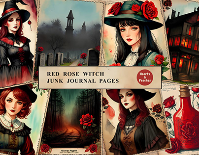 Free Red Rose Witch Junk Journal Pages
