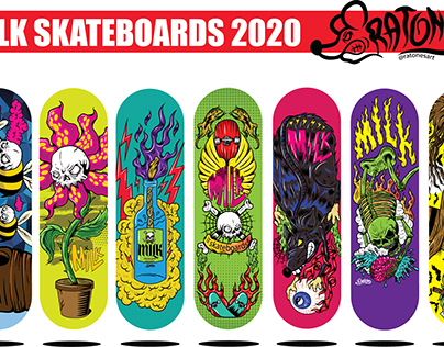 Deck arts for Milk Skateboards