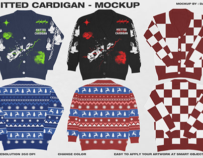 Knitted Cardigan - Mockup (1 free)