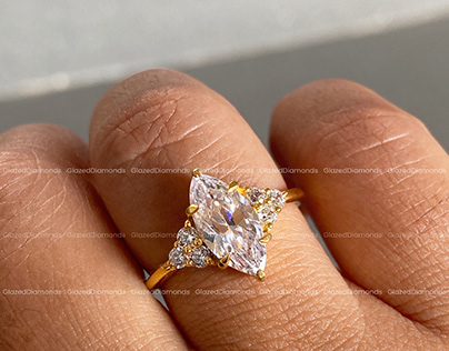Vintage Style Marquise Cut Cluster Engagement Ring
