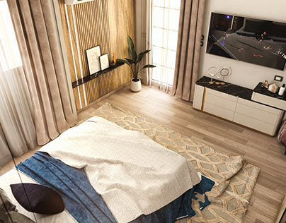 Modern Master Bedroom Design - Day and Night Renderings