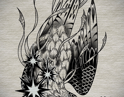Falcon,tattoo,illustration