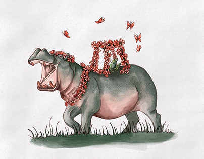 Illustrations for children's book - "Hipopotam"