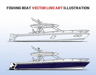 Fishing boat vector art illustration printable design