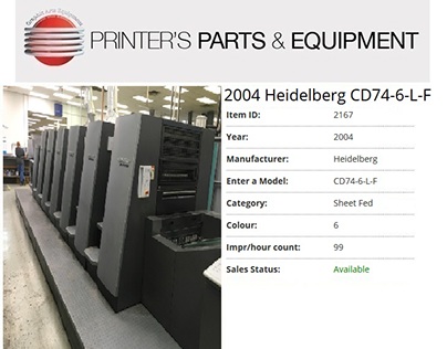 2004 Heidelberg CD74-6-L-F by Used Presses