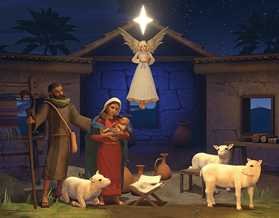Stylized Nativity Scene