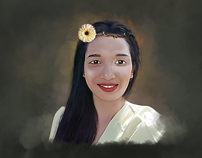 Beautiful Girl In Digital Painting