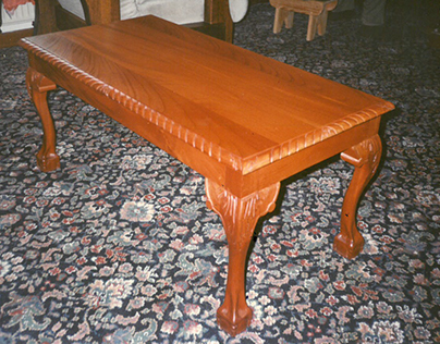 Carved Mahogany Coffee Table Cabriole Claw and Ball Leg