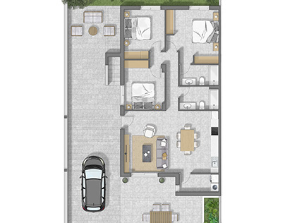 Floor plan 2D rendering in Murcia.