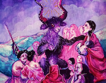 Le sabbat des sorcières à l'aquarelle
