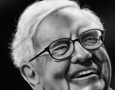 Digital painting of Warren Buffett