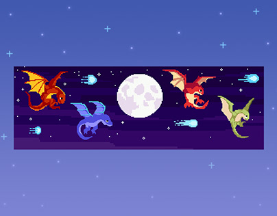 Pixel Art Illustration "Dragons"