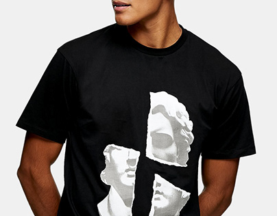 TOPMAN - Face Collage T-Shirt In Black