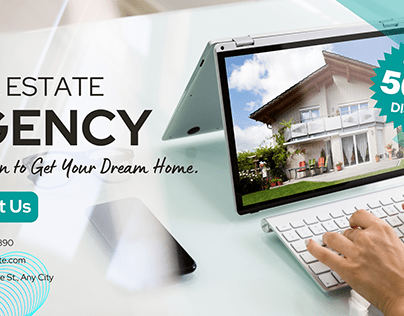 White and Turquoise Real Estate Agency Banner