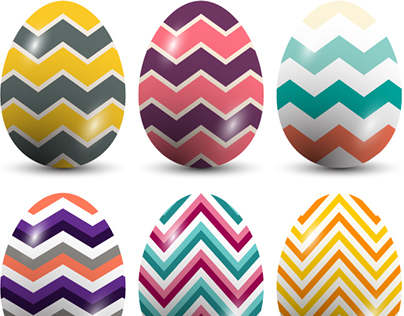 Chevron Pattern Easter Eggs Vector