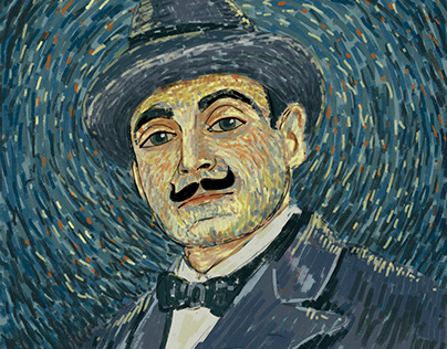 digital drawing Hercule Poirot