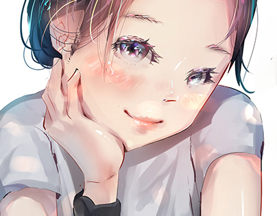 Digital painting portrait in anime style.