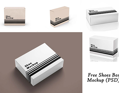 Free Shoes Box Mockup (PSD)
