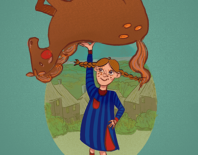 Book Illustration, "Pippi Longstocking"