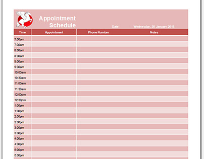 Daily Appointment Schedule Template