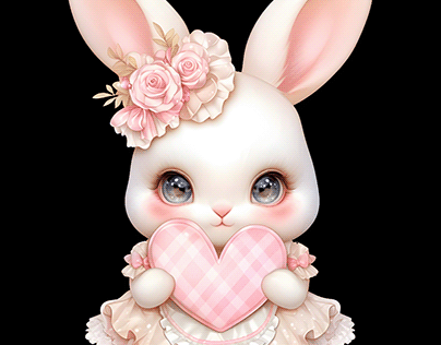 Pink bunny with heart
