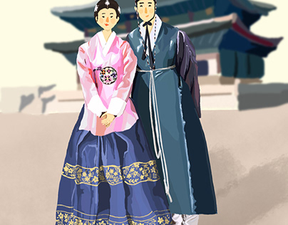 hanbok, illustration, korea