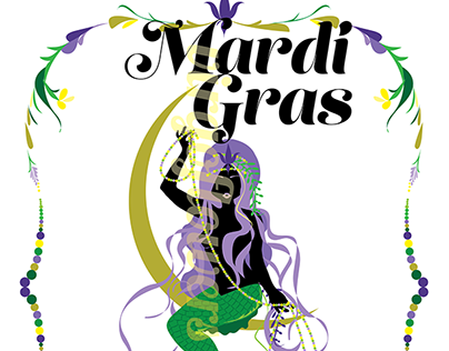 Mardi Gras Mermaid Tshirt Design - Personal Project
