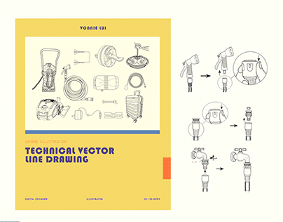 Technical Vector Line Drawing
