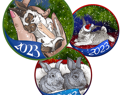 Cute rabbits for Christmas and New Year