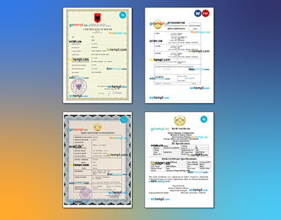 Albania, Afghanistan certificate templates