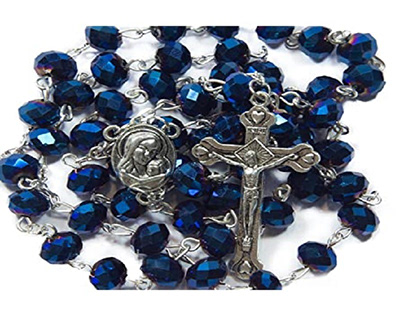 About Catholic Deep Blue Crystal Beads Rosary