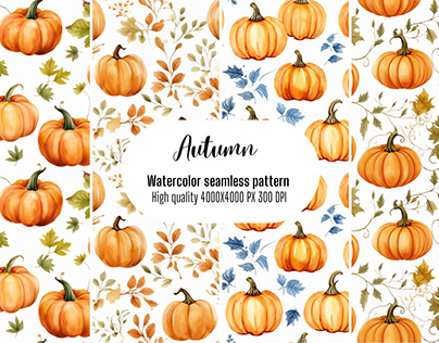 Autumn watercolor seamless pattern