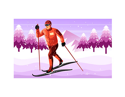 Cross Country Skiing Illustration