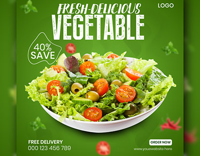 Fresh organic vegetable delivery social media Design