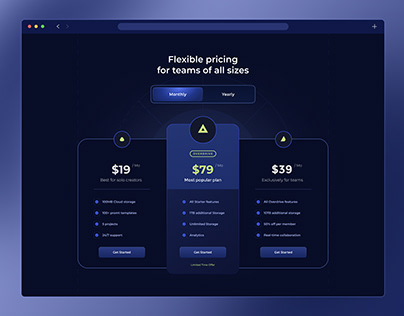 UI Design of pricing page
