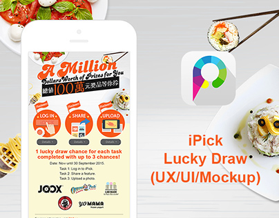 iPick - A Million Lucky Draw Inapp (UX/UI/Mockup/Icon)