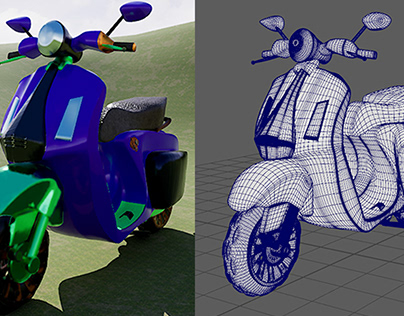 3D Modeling - Moped ( Vespa Primavera . 150 )