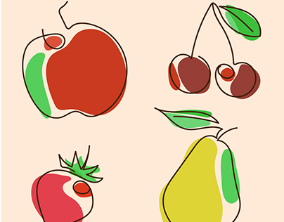 Fruits one line art