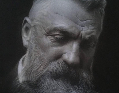 Charcoal Drawing of Auguste Rodin 30x40 cm