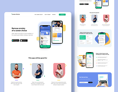 landing page for Career opportunity Mobile app